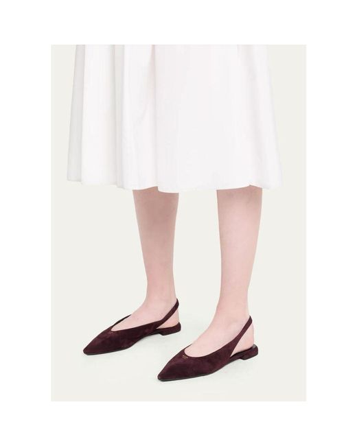 Prada White Suede Slingback Flats