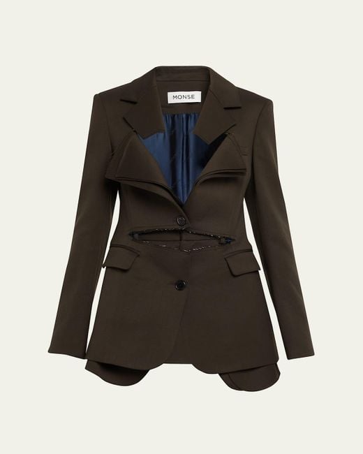 Monse Black Slashed Single-Breasted Blazer Jacket