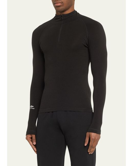 Balenciaga Black Ski Logo Print Thermal Base Layer Shirt for men