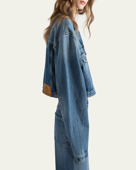 Prada Blue Boxy Denim Blouson Jacket