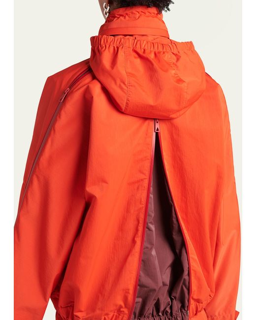 Bottega Veneta Red Zip-panel Hooded Parka Jacket