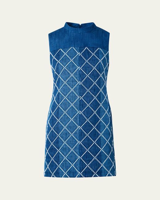 Akris Punto Blue Sheath Dress With Diamond Jacquard