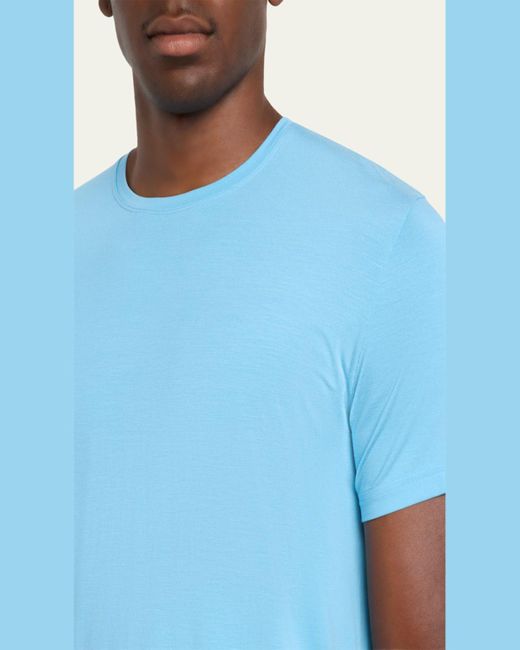 Derek Rose Blue Basel Micro Modal Stretch Crewneck T-Shirt for men