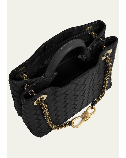Bottega Veneta Black Small Andiamo Shoulder Bag With Chain Strap