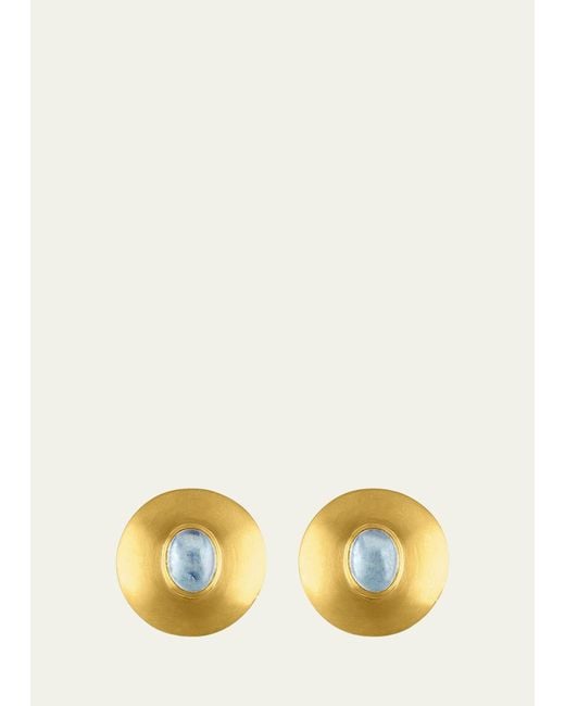 Prounis Jewelry Natural Aquamarine Disc-shaped Earrings