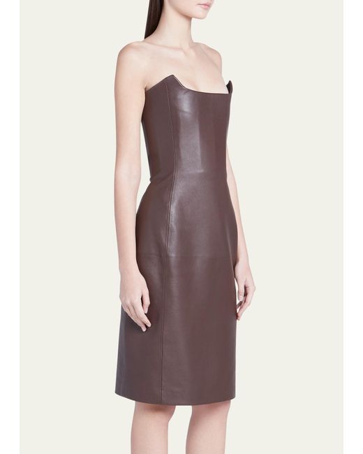 Cashmere-Blend Leather Strapless Midi Dress by Bottega Veneta, available on bergdorfgoodman.com for $5100 Kendall Jenner Dress Exact Product 