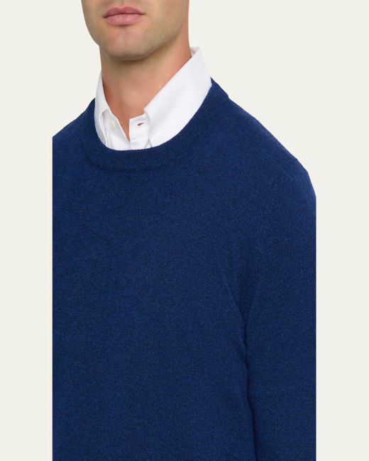 Brunello Cucinelli Orange Cashmere Crewneck Sweater for men