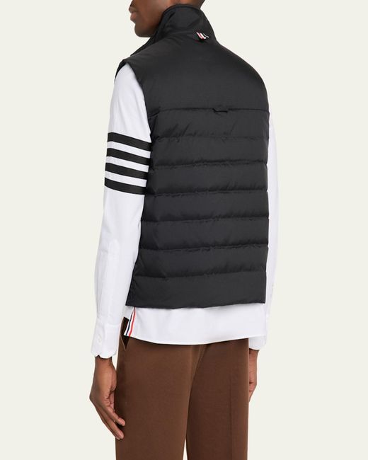 Thom Browne Black Shiny Ripstop 4-Bar Down Vest for men