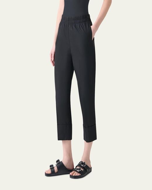 Akris Punto Blue Farell Elastic Waistband Cropped Poplin Pants