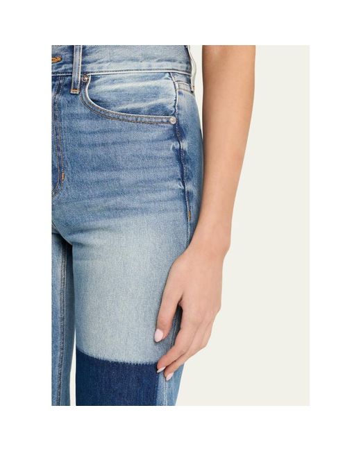 Veronica Beard Blue Dylan Patchwork High-Rise Ankle Jeans