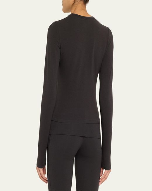 Skims Black Cotton Jersey Long-Sleeve Crewneck T-Shirt