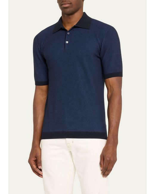 Baldassari Blue Cotton Melange Polo Shirt for men