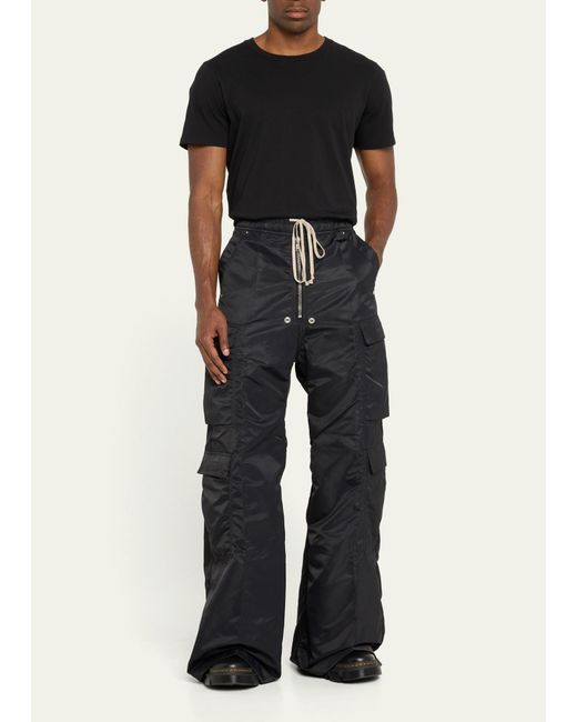 Rick Owens Blue Nylon Double Cargo Jumbo Bela Pants for men