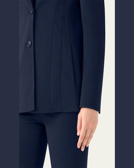 Akris Blue Walker Double-Face Wool Single-Breasted Jacket