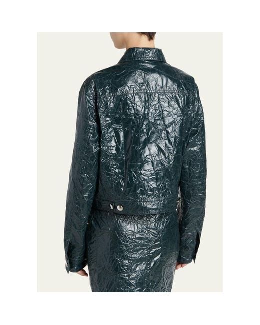 Marni Blue Glossy Crinkled Jacket