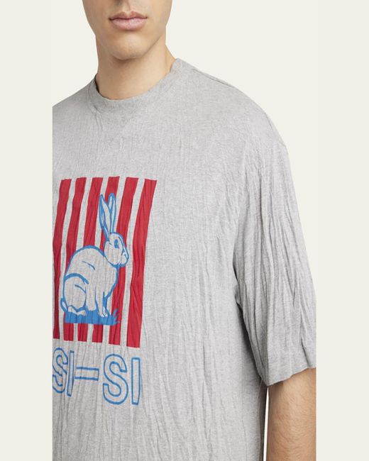 Bottega Veneta Crinkled Jersey Rabbit T-Shirt in Gray for