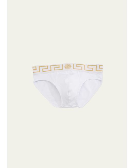 Versace Natural Greek Key Low-rise Briefs for men