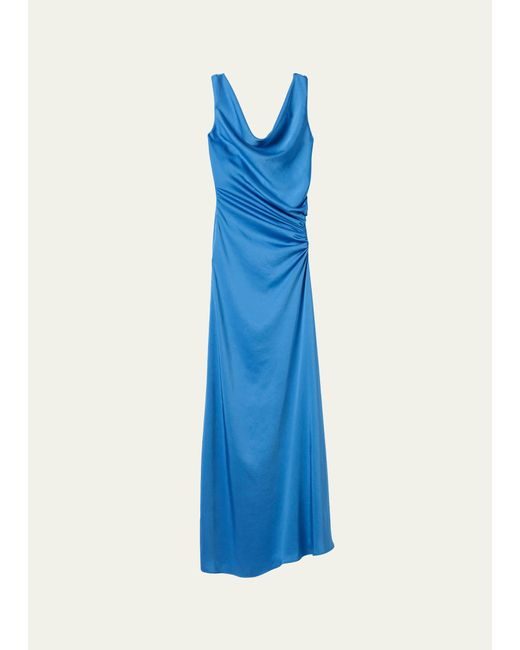 A.L.C. Blue Ophelia Sleeveless Draped Maxi Dress