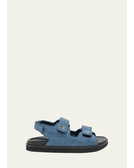 Givenchy Blue 4g Denim Dual-grip Slingback Sandals
