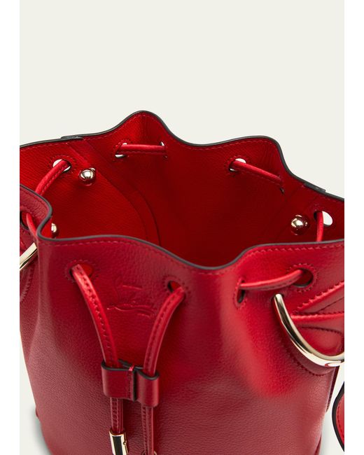 Christian Louboutin Red By My Side Bucket Bag In Leather With Cl Logo