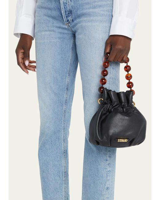 STAUD Grace Beaded Top handle Bucket Bag in Black Lyst