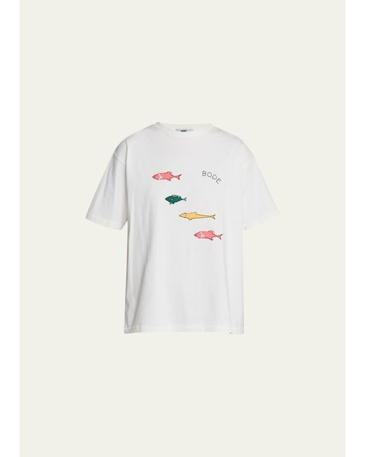 Bode Natural Fish Appliqué Cotton T-shirt