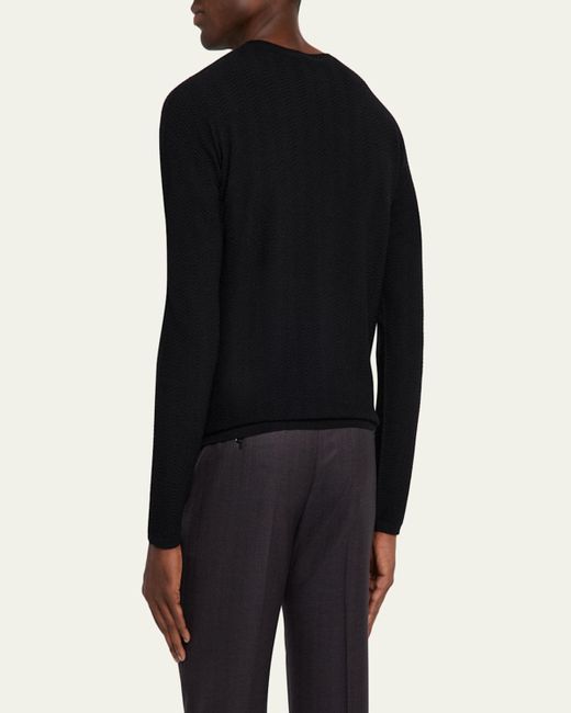 Giorgio Armani Black Chevron Stitch Crewneck Sweater for men