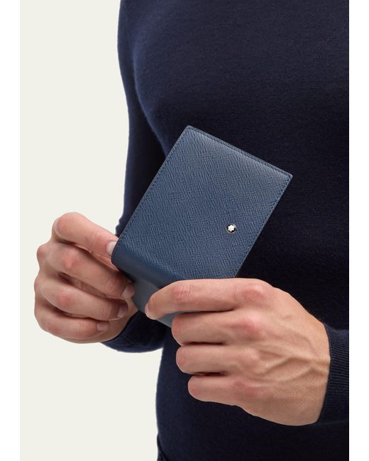 Montblanc Blue Sartorial Saffiano Leather Bifold Wallet for men