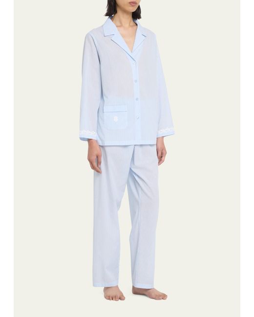 Celestine Blue Capri Striped Cotton Pajama Set