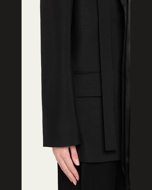 Rohe Black Deconstructed Satin Lapel Jacket