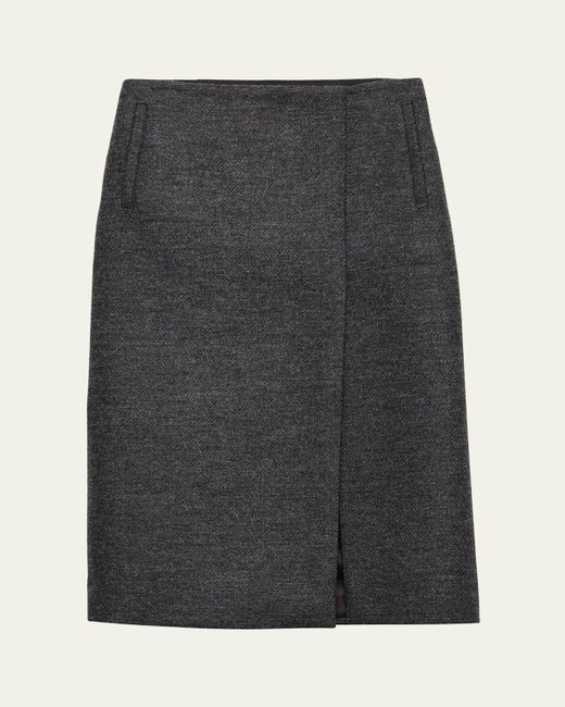 Prada Women's Gray Two-Tone Wool Slit Skirt