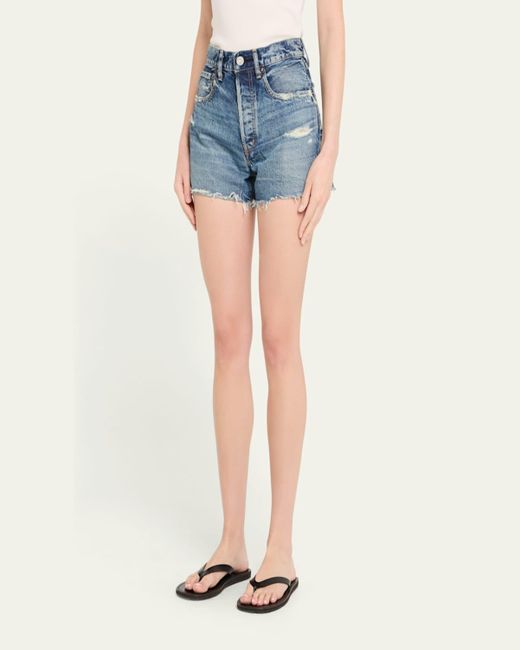 Moussy Blue Manhasset Distressed Denim Shorts