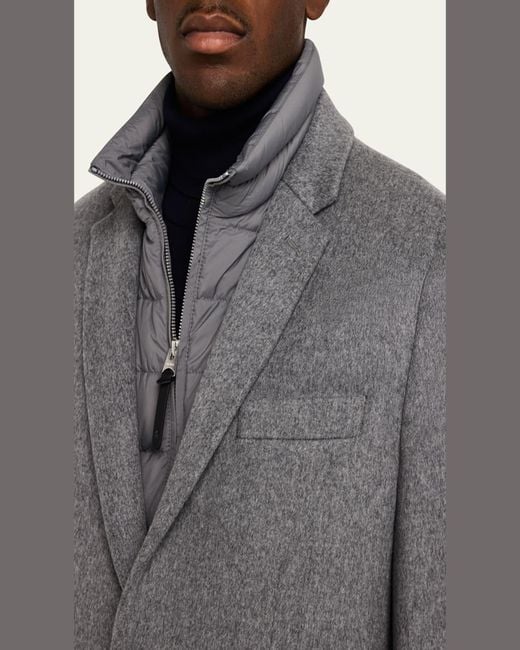 Mackage Blue Wool Topcoat With Removable Down Bib for men