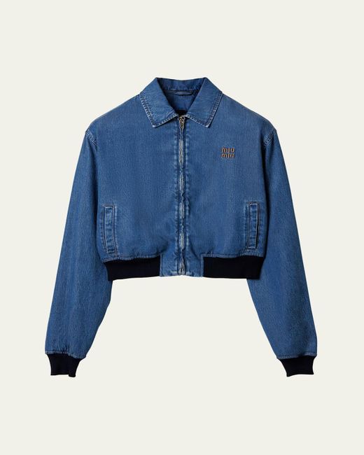 Miu Miu Blue Cropped Denim Jacket