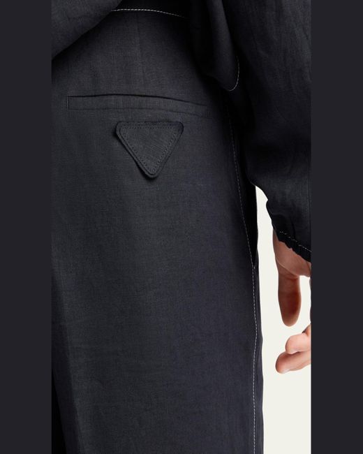 Prada Blue Linen Shorts for men