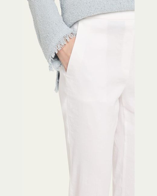 Theory White Treeca Cropped Slim Pull-On Pants