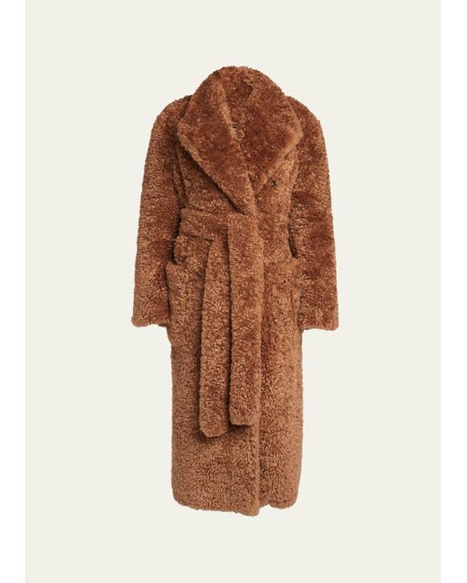 Stella McCartney Brown Fluffy Self-tie Coat