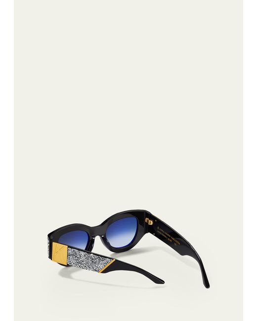 Anna Karin Karlsson White Lucky Goes To Vegas Crystals & Acetate Cat-eye Sunglasses