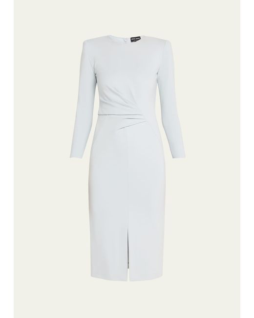 Giorgio Armani White Milano Jersey Dress With Gathered Waist