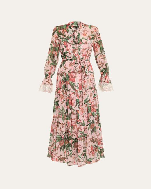 Kobi Halperin Pink Payne Tiered Floral-Print Maxi Dress