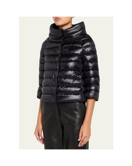 Herno Black Sofia Ultra-Lightweight Down Bolero Jacket