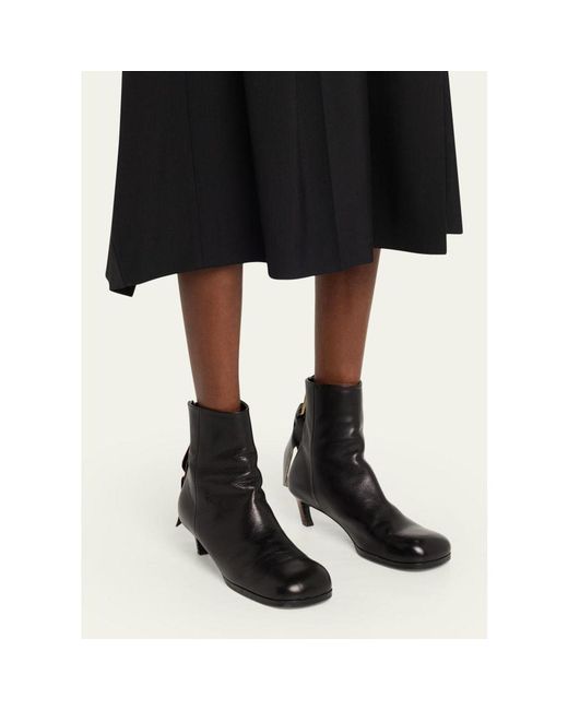 Sacai Black Puller Leather Ankle Booties