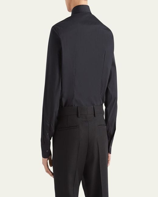 Prada Blue Classic Stretch Poplin Sport Shirt for men