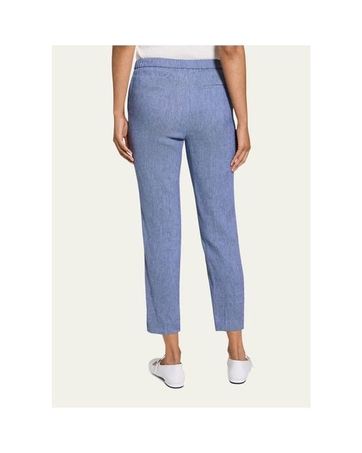 Theory Blue Treeca Pull-On Ankle Pants