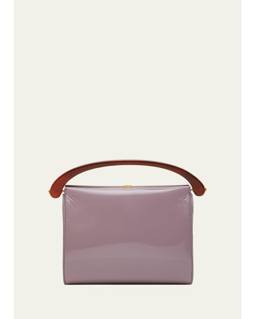 Dries Van Noten Purple Crisp Patent Leather Top-handle Bag