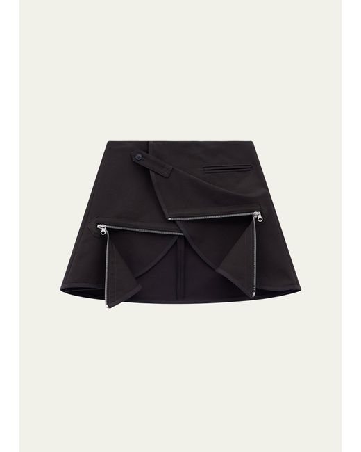 Courreges Black Layered Zipper Mini Skirt