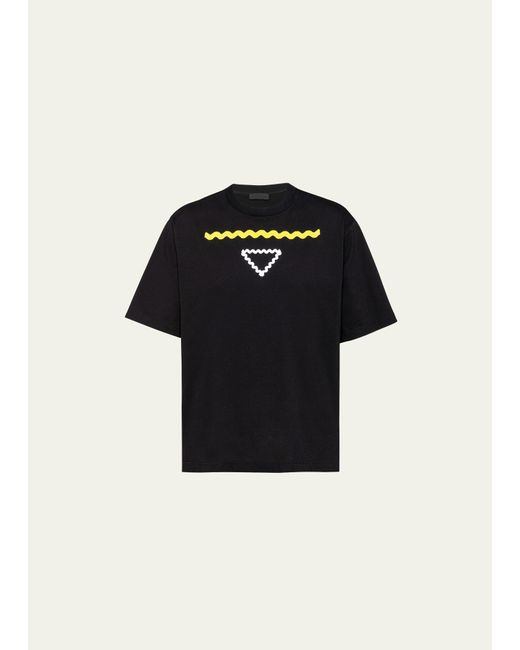 Prada Black Cotton Logo T-shirt for men