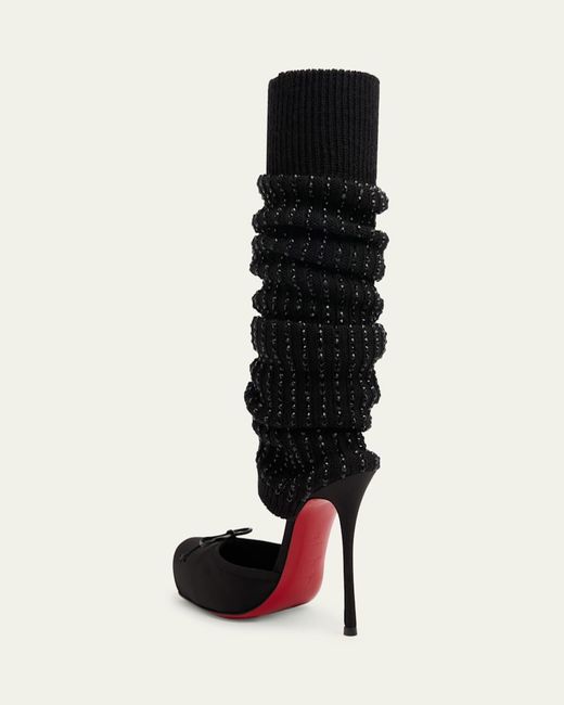 Christian Louboutin Black 110Mm Cassia Annmac Satin Leg Warmer Pumps