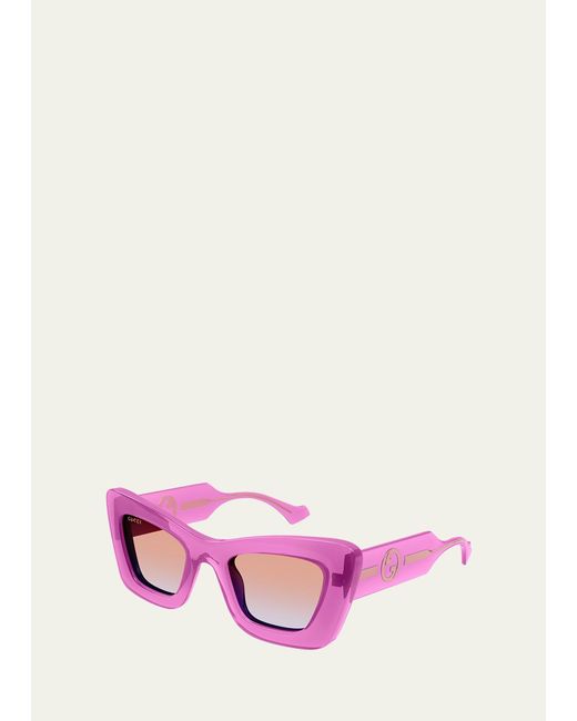 Gucci Pink GG Plastic Cat-eye Sunglasses