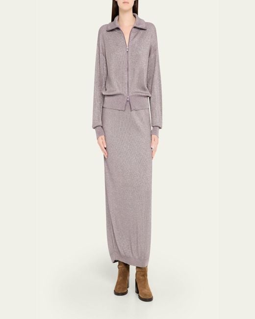 Brunello Cucinelli Brown Sparkly Zip Jacket